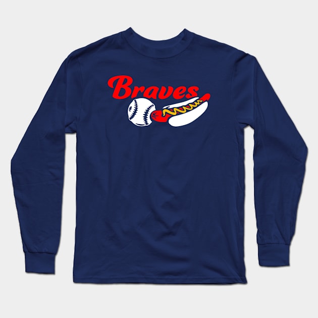 Braves Ball and Dog Long Sleeve T-Shirt by Throwzack